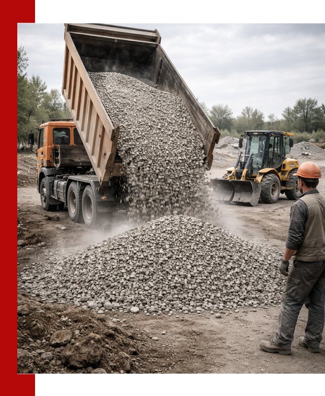 Доставка щебня в Минусинске крупными и мелкими фракциями