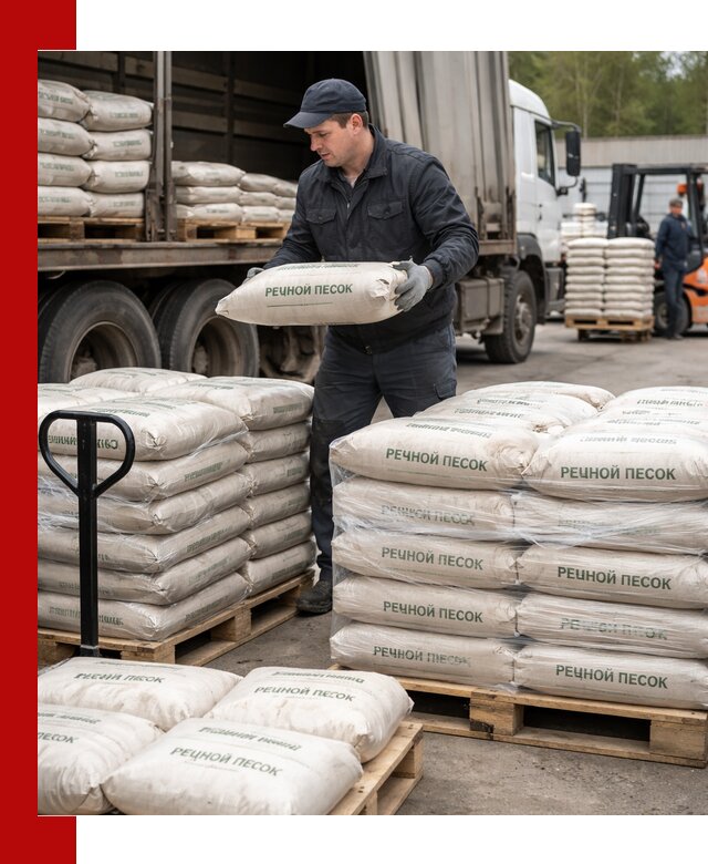 Речной песок в мешках с доставкой в Минусинске