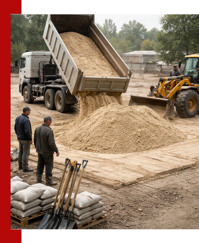 Доставка мытого песка в Минусинске с самосвалами по выгодной цене