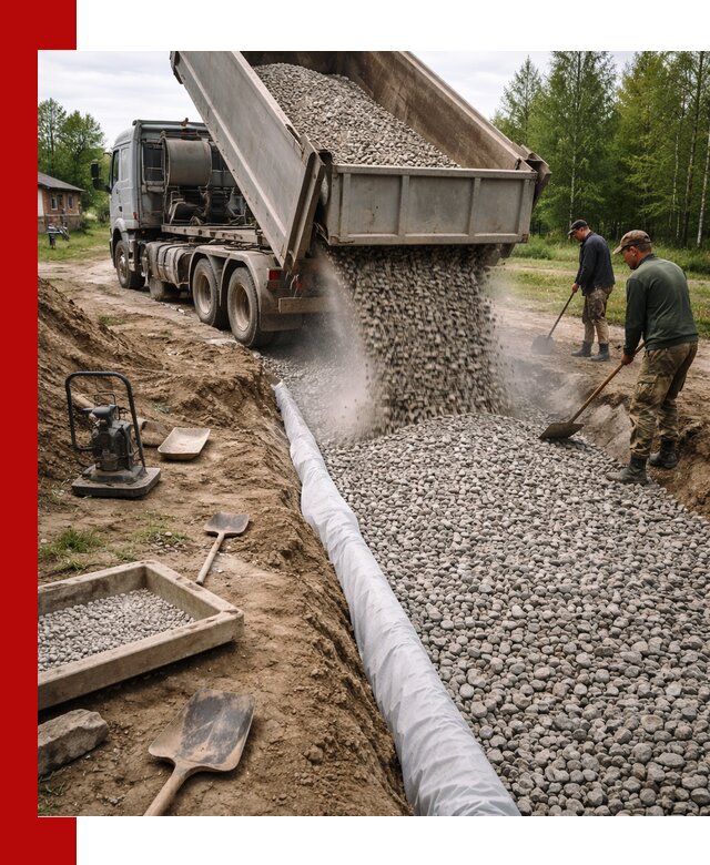 Гравий для дренажа с доставкой в Минусинске качественный и недорогой