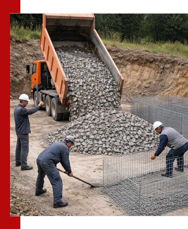 Камень для габионов с доставкой в Минусинске быстро и надёжно