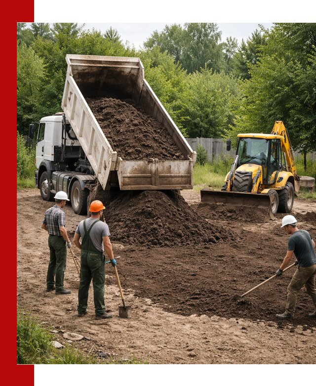 Доставка и укладка грунта для выравнивания участка в Минусинске