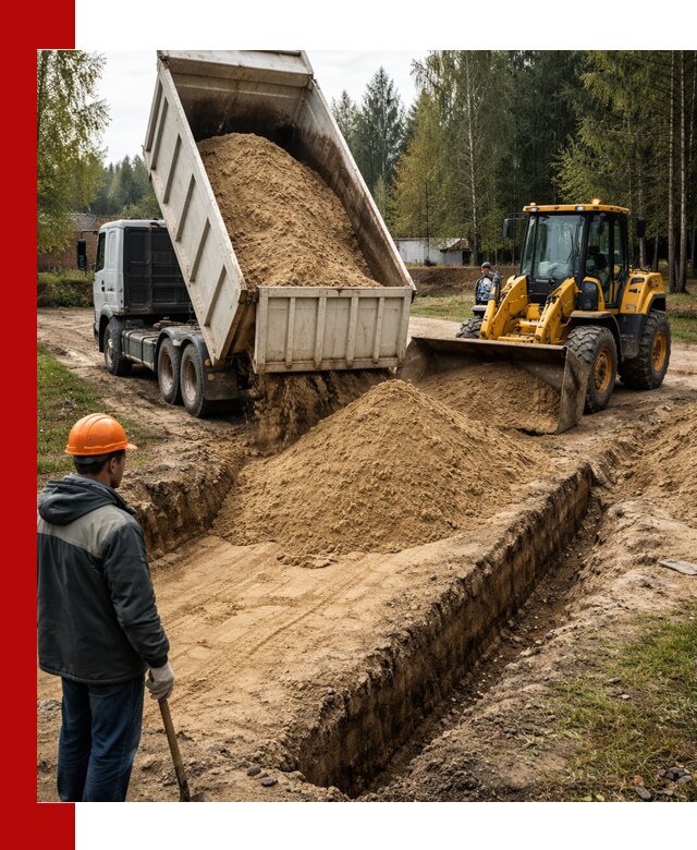 Доставка песчаного грунта в Минусинске для строительных работ