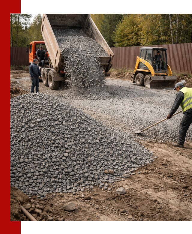 Отсыпка участка щебнем с доставкой и уплотнением в Минусинске